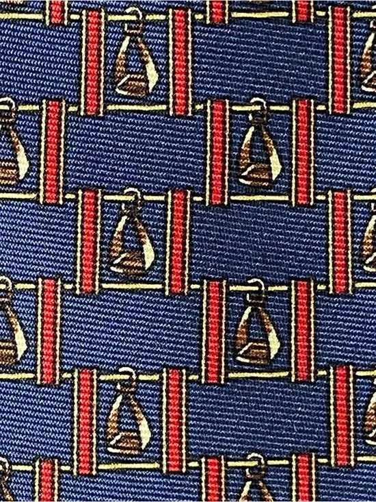 Equestrian Silk Tie Hand Tailored Stirrups Navy Blue Red Necktie Horses Preppy - Picture 3 of 13